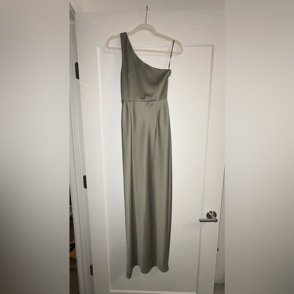 BHLDN One Shoulder Olive Dress - Picture 2 of 11